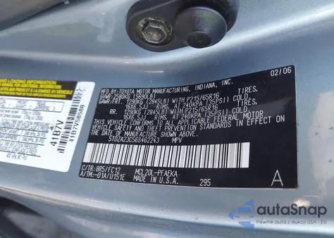 2006 Toyota Sienna Le из США, поврежденный, VIN 5TDZA23C56S462243